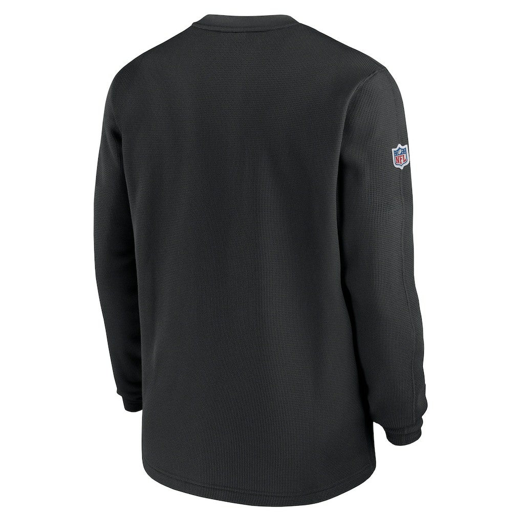 New Orleans Saints 2023 Sideline Throwback Heavy Brushed Waffle Long Sleeve Top - Black - Nike