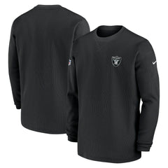 Las Vegas Raiders 2023 Sideline Throwback Heavy Brushed Waffle Long Sleeve Top - Black - Nike