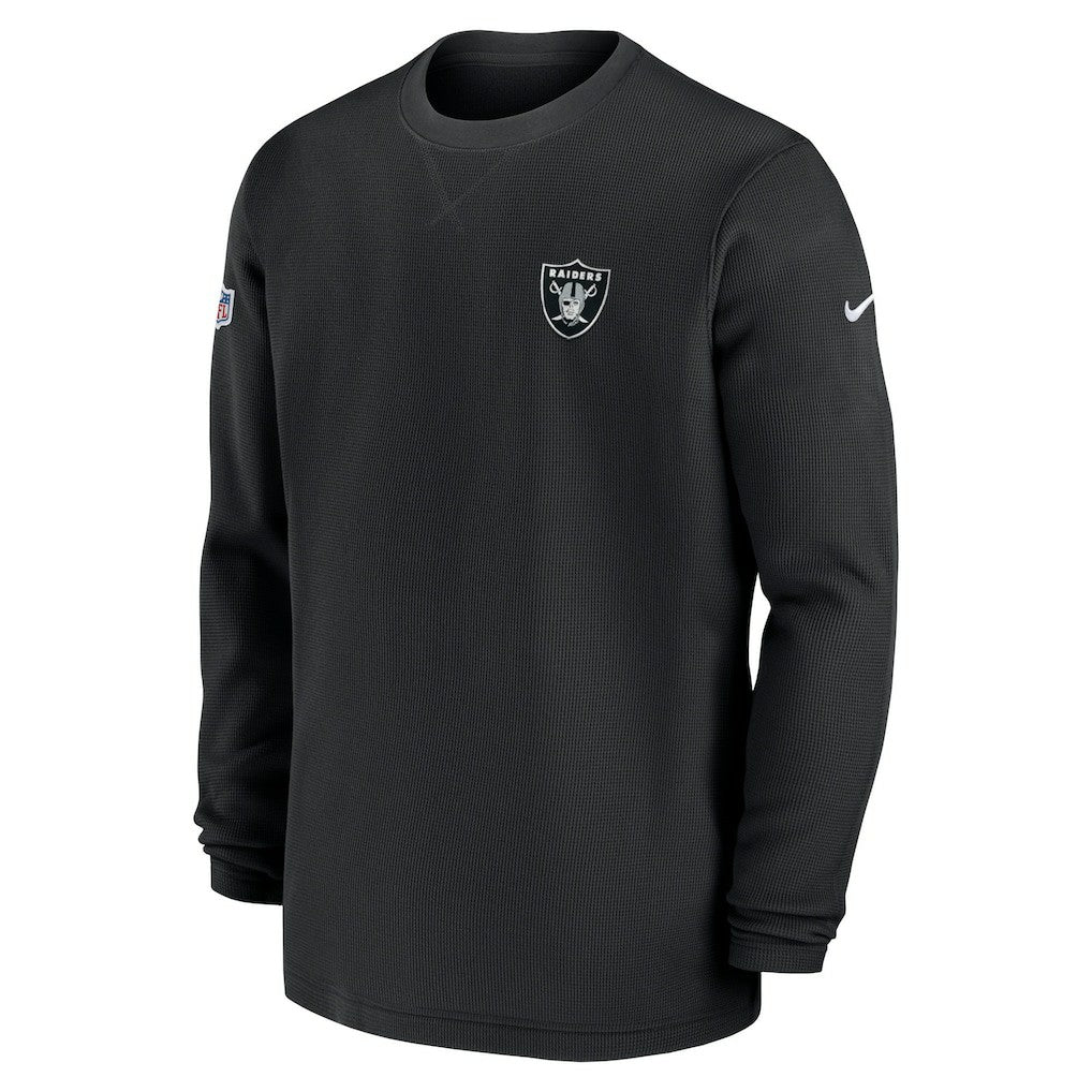 Las Vegas Raiders 2023 Sideline Throwback Heavy Brushed Waffle Long Sleeve Top - Black - Nike