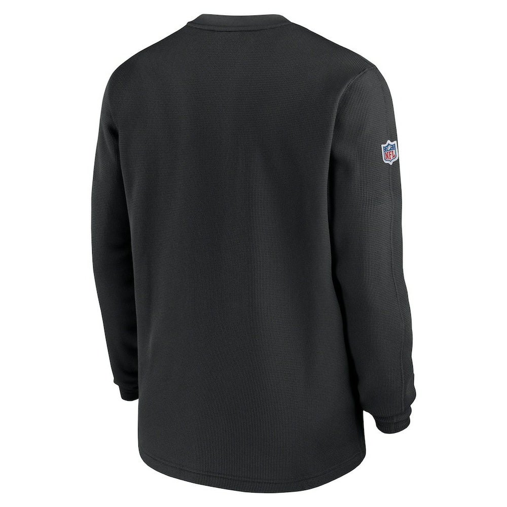 Las Vegas Raiders 2023 Sideline Throwback Heavy Brushed Waffle Long Sleeve Top - Black - Nike