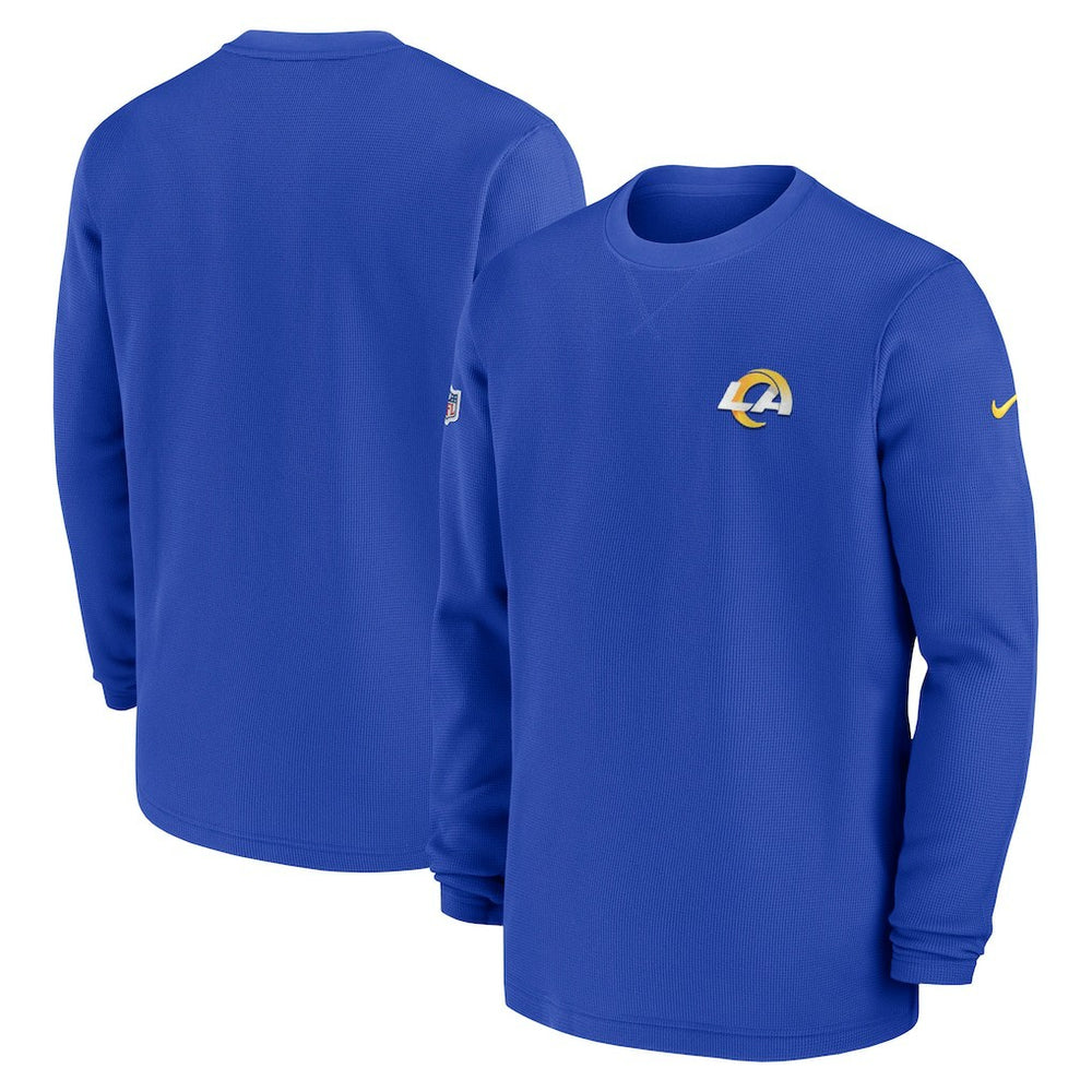 Los Angeles Rams 2023 Sideline Throwback Heavy Brushed Waffle Long Sleeve Top - Royal - Nike