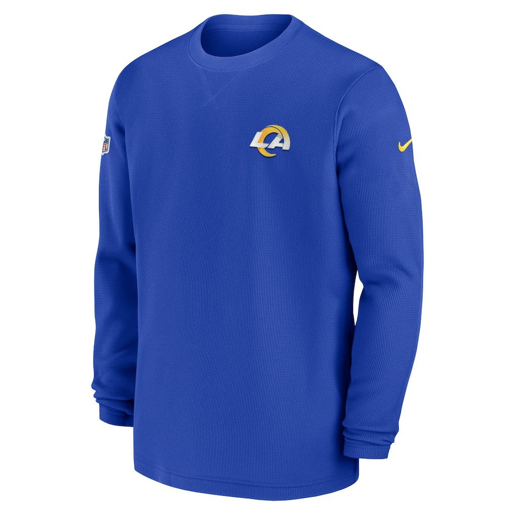 Los Angeles Rams 2023 Sideline Throwback Heavy Brushed Waffle Long Sleeve Top - Royal - Nike