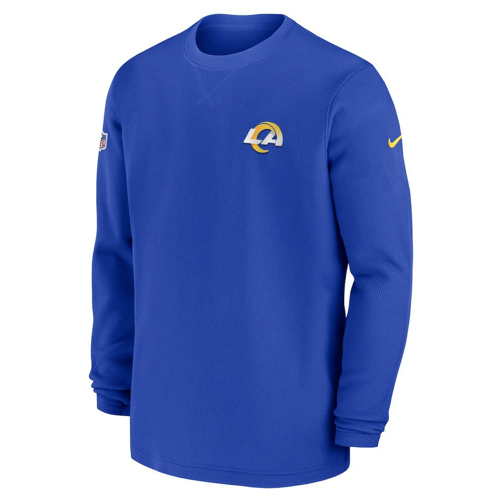 Los Angeles Rams 2023 Sideline Throwback Heavy Brushed Waffle Long Sleeve Top - Royal - Nike