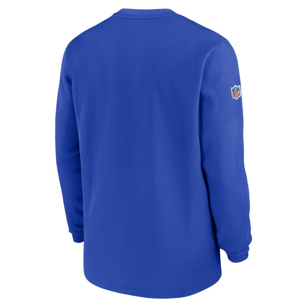 Los Angeles Rams 2023 Sideline Throwback Heavy Brushed Waffle Long Sleeve Top - Royal - Nike