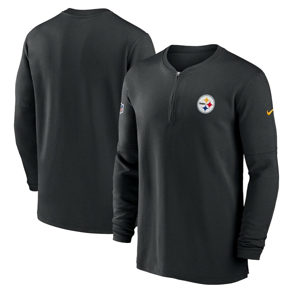 Pittsburgh Steelers 2023 Sideline Performance Long Sleeve Tri-Blend Quarter-Zip Top - Black - Nike