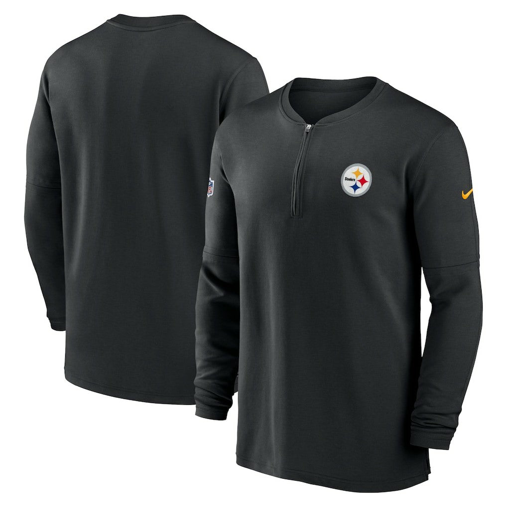 Pittsburgh Steelers 2023 Sideline Performance Long Sleeve Tri-Blend Quarter-Zip Top - Black - Nike
