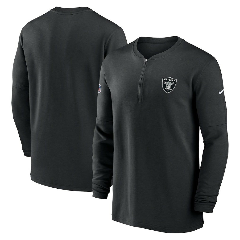 Las Vegas Raiders 2023 Sideline Performance Long Sleeve Tri-Blend Quarter-Zip Top - Black - Nike