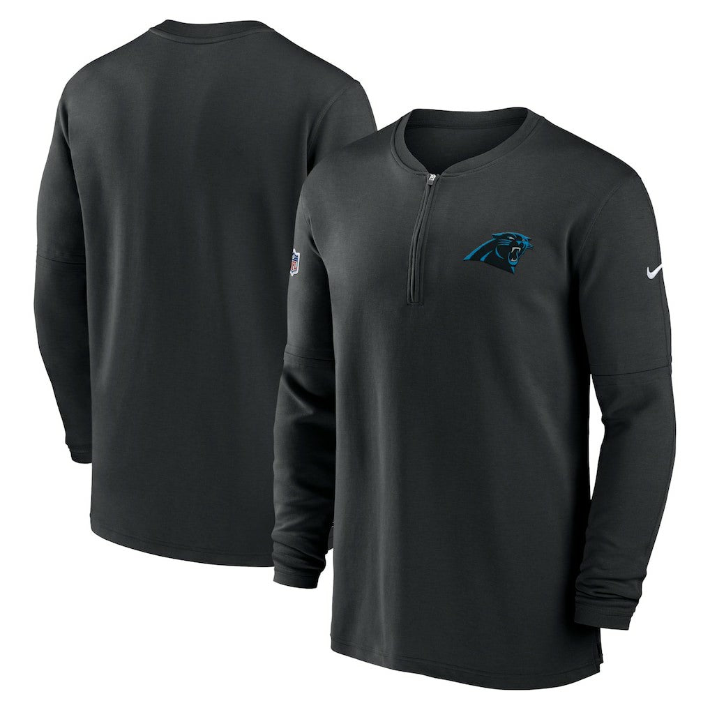 Carolina Panthers 2023 Sideline Performance Long Sleeve Tri-Blend Quarter-Zip Top - Black - Nike
