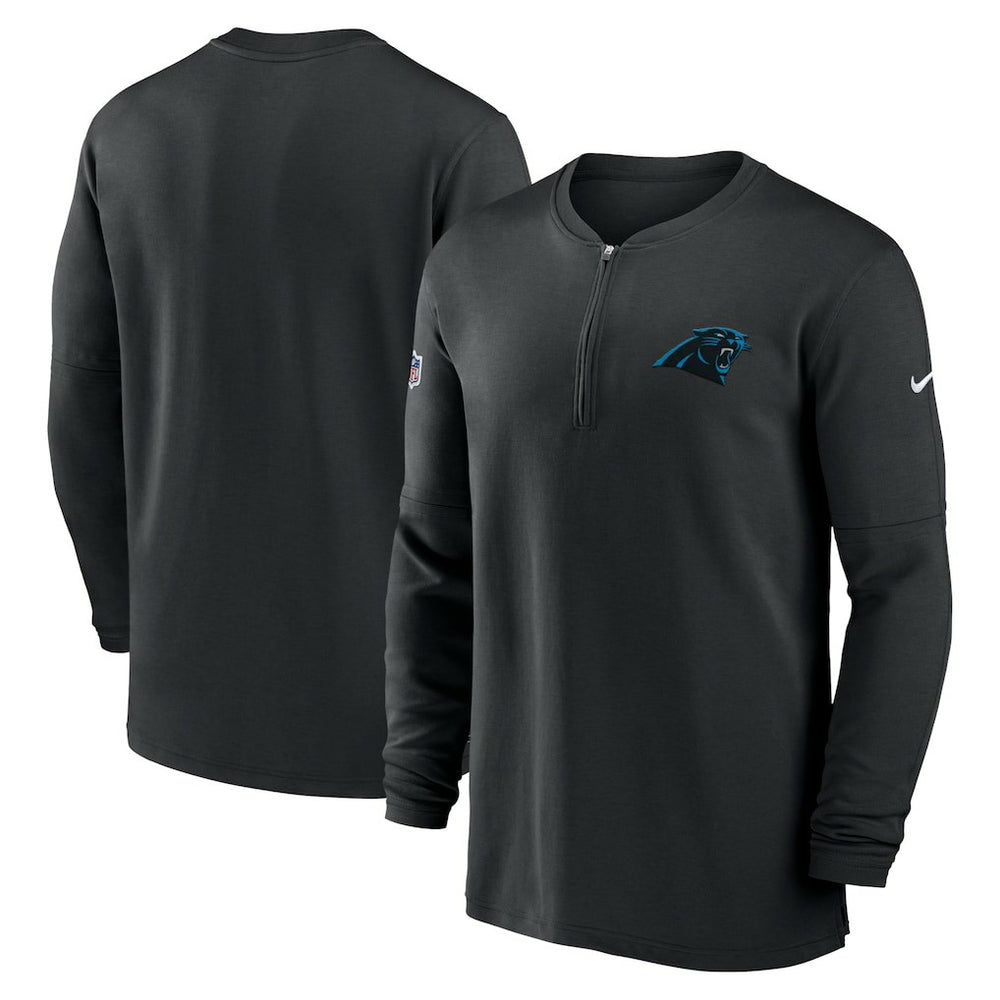 Carolina Panthers 2023 Sideline Performance Long Sleeve Tri-Blend Quarter-Zip Top - Black - Nike