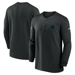 Carolina Panthers 2023 Sideline Performance Long Sleeve Tri-Blend Quarter-Zip Top - Black - Nike