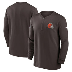 Cleveland Browns 2023 Sideline Performance Long Sleeve Tri-Blend Quarter-Zip Top - Brown - Nike