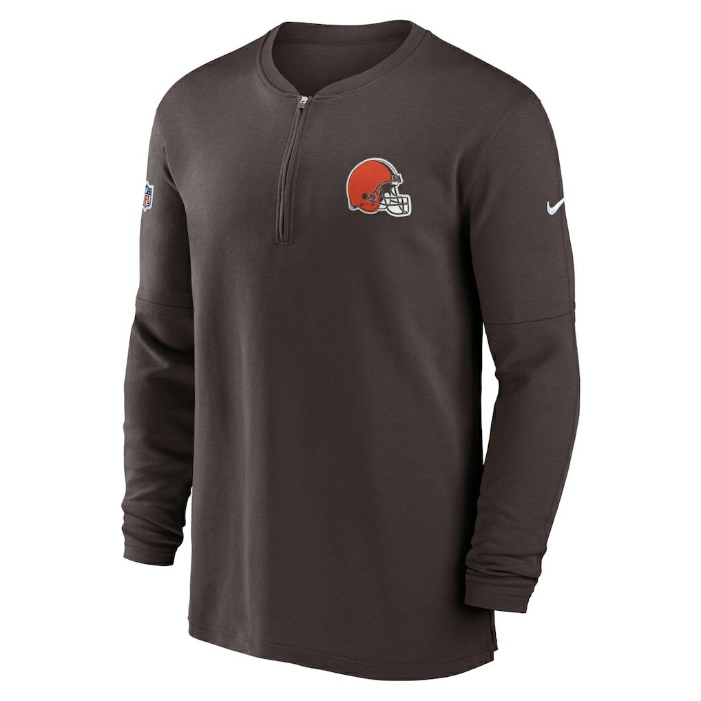 Cleveland Browns 2023 Sideline Performance Long Sleeve Tri-Blend Quarter-Zip Top - Brown - Nike