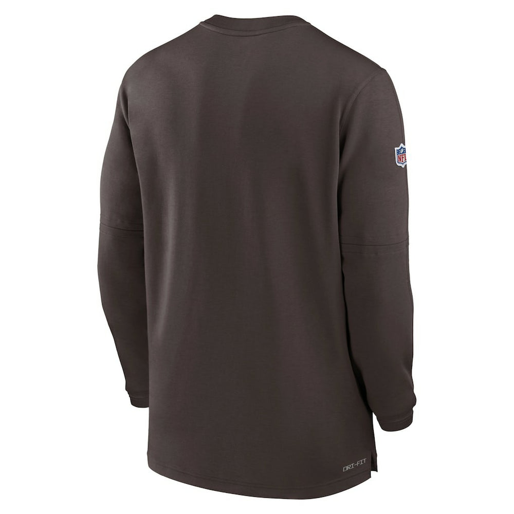 Cleveland Browns 2023 Sideline Performance Long Sleeve Tri-Blend Quarter-Zip Top - Brown - Nike