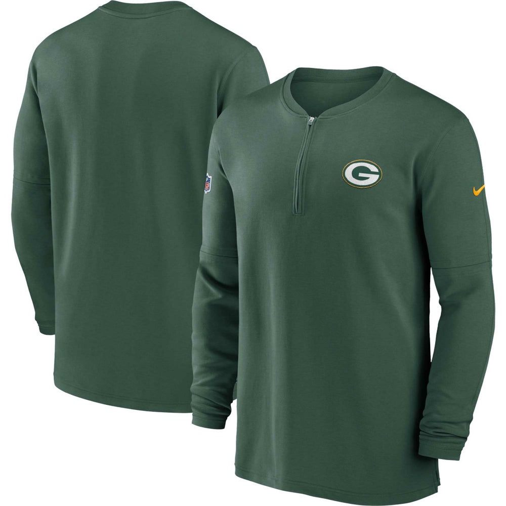 Green Bay Packers 2023 Sideline Performance Long Sleeve Tri-Blend Quarter-Zip Top - Green - Nike