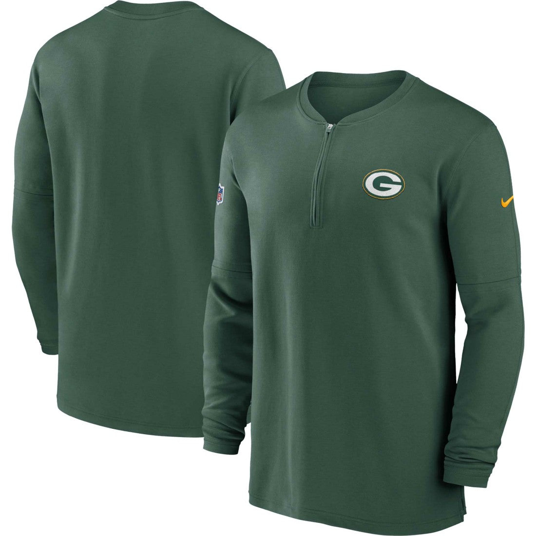 Green Bay Packers 2023 Sideline Performance Long Sleeve Tri-Blend Quarter-Zip Top - Green - Nike