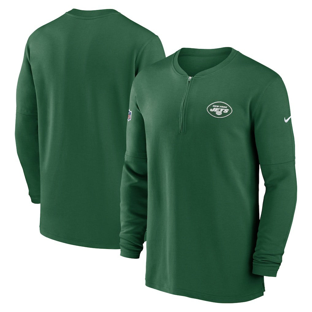 New York Jets 2023 Sideline Performance Long Sleeve Tri-Blend Quarter-Zip Top - Green - Nike