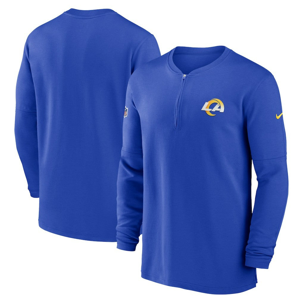 Los Angeles Rams 2023 Sideline Performance Long Sleeve Tri-Blend Quarter-Zip Top - Royal - Nike