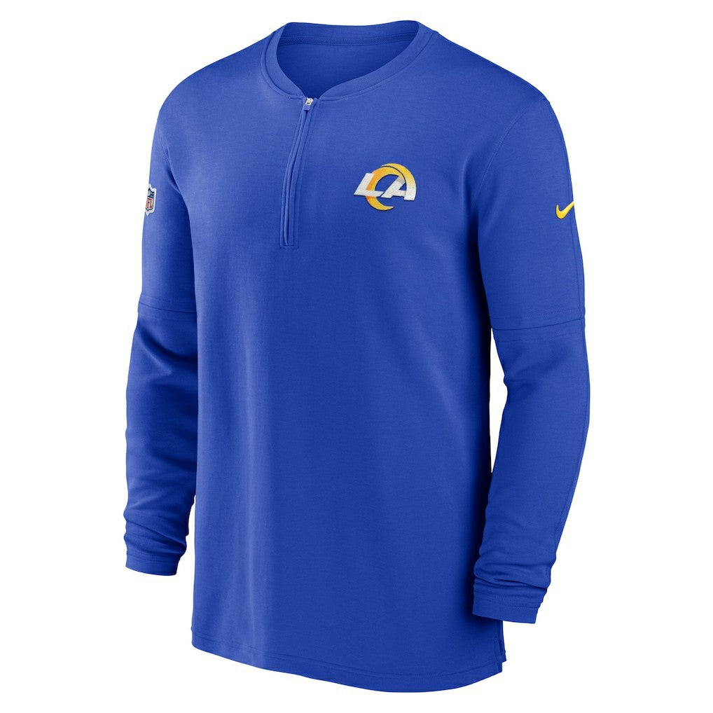 Los Angeles Rams 2023 Sideline Performance Long Sleeve Tri-Blend Quarter-Zip Top - Royal - Nike