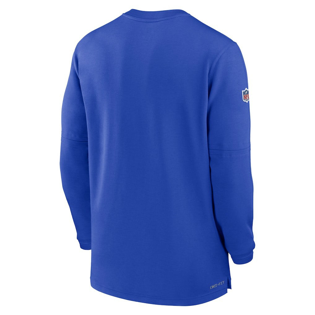 Los Angeles Rams 2023 Sideline Performance Long Sleeve Tri-Blend Quarter-Zip Top - Royal - Nike