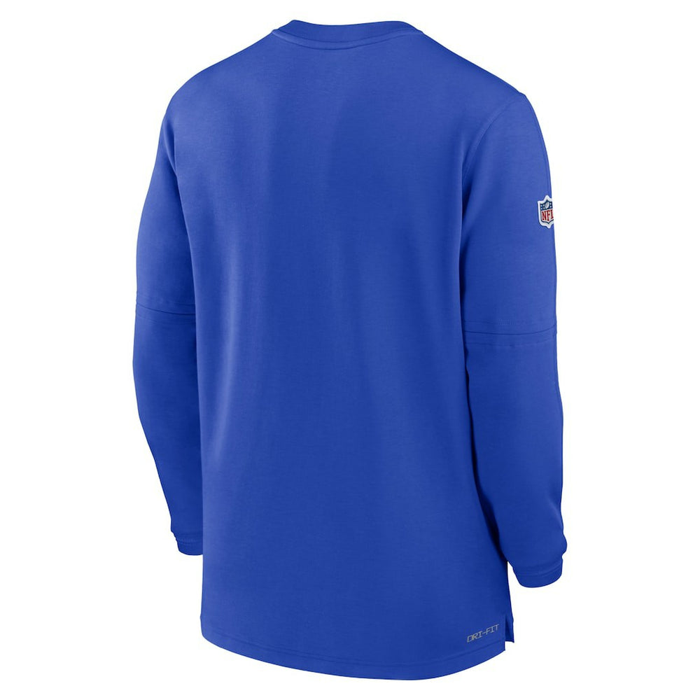 Los Angeles Rams 2023 Sideline Performance Long Sleeve Tri-Blend Quarter-Zip Top - Royal - Nike