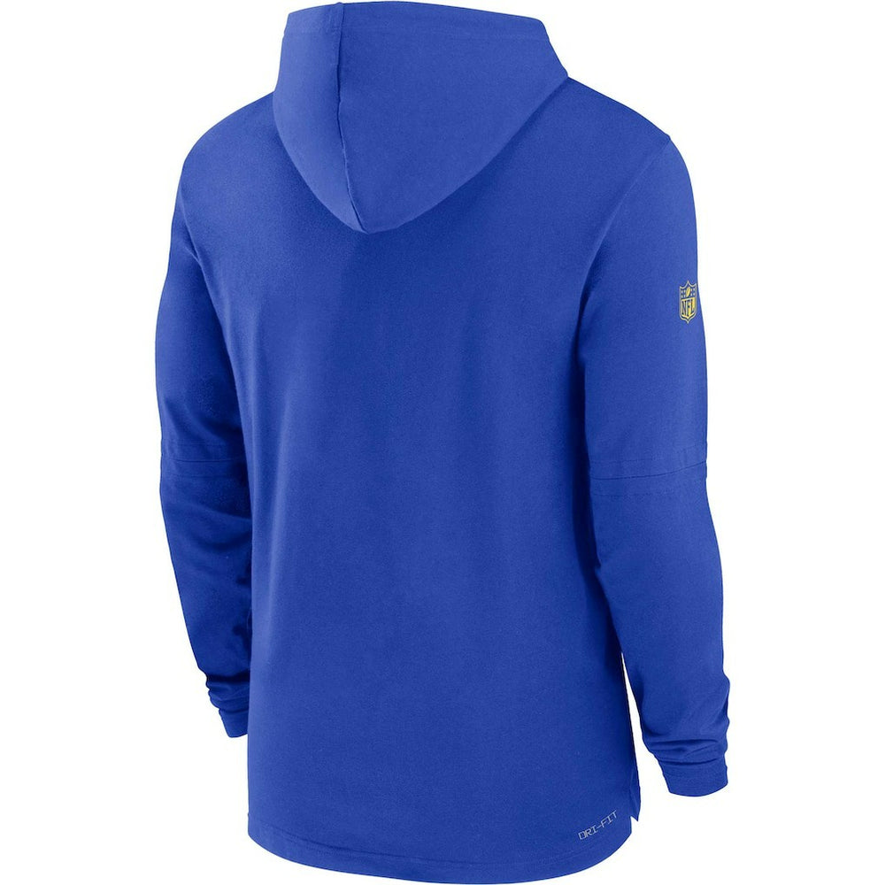 Los Angeles Rams Sideline Performance Long Sleeve Hoodie T-Shirt - Royal - Nike