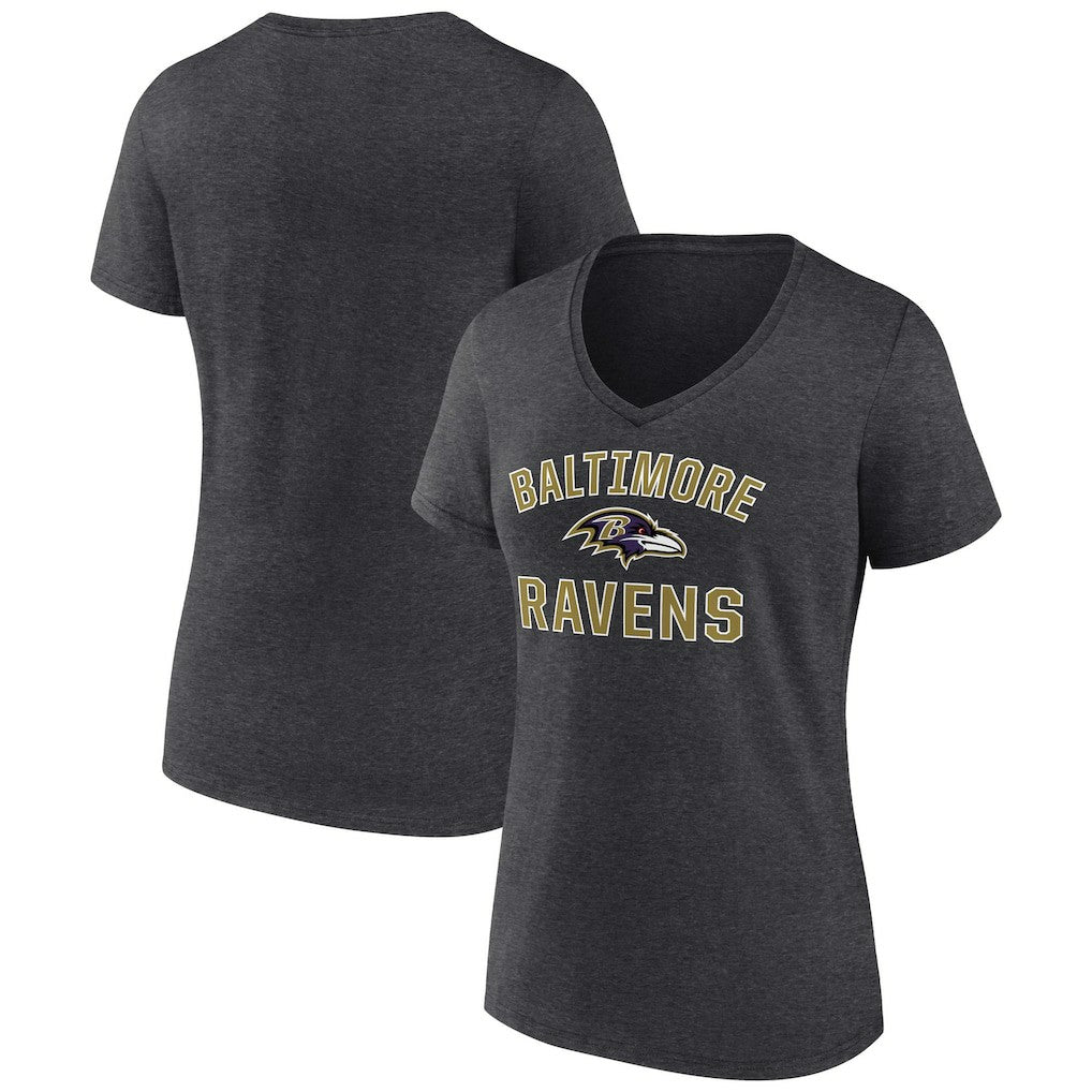 Baltimore Ravens Women's Victory Arch Team V-Neck T-Shirt - Charcoal - NFL