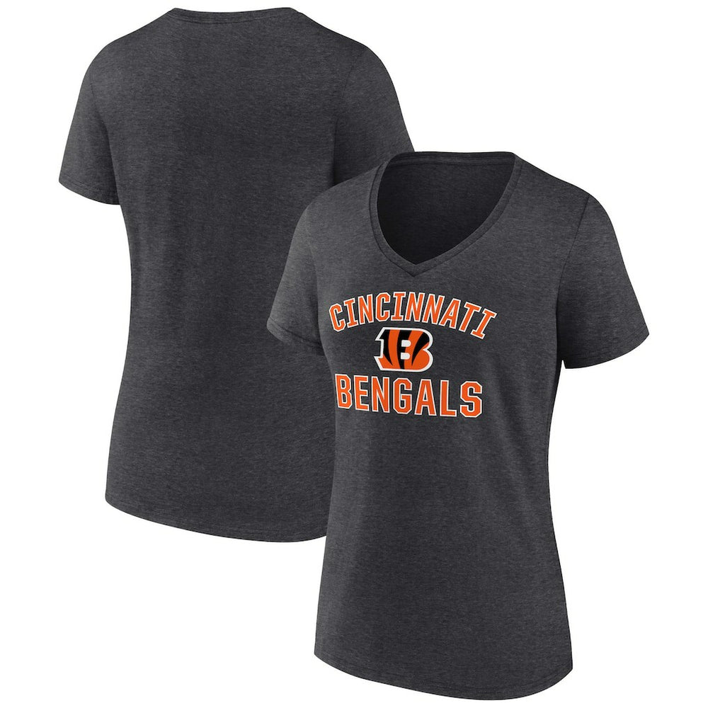 Cincinnati Bengals Women's Victory Arch Team V-Neck T-Shirt - Charcoal - NFL