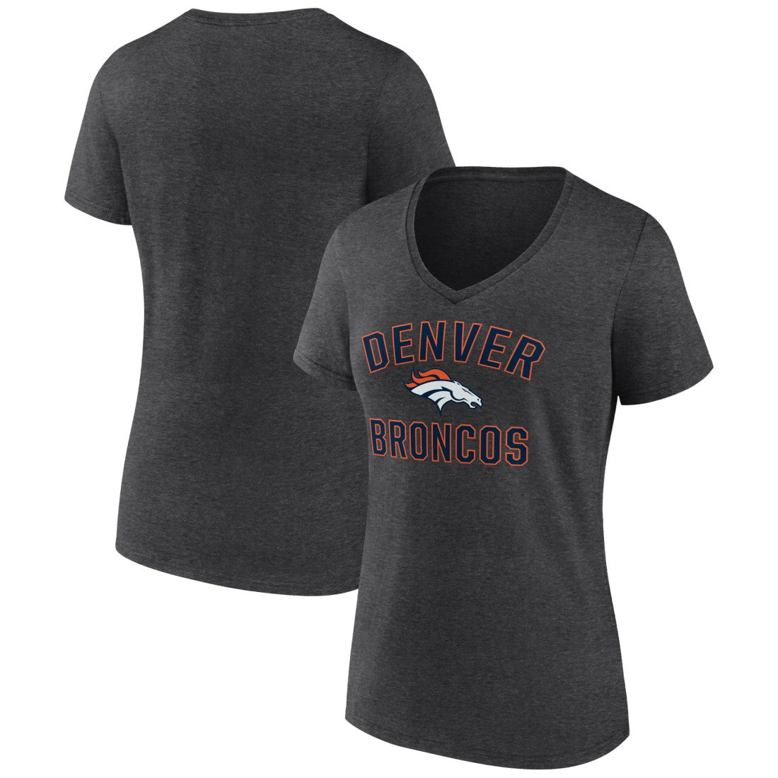 Denver Broncos Women's Victory Arch Team V-Neck T-Shirt - Charcoal - NFL