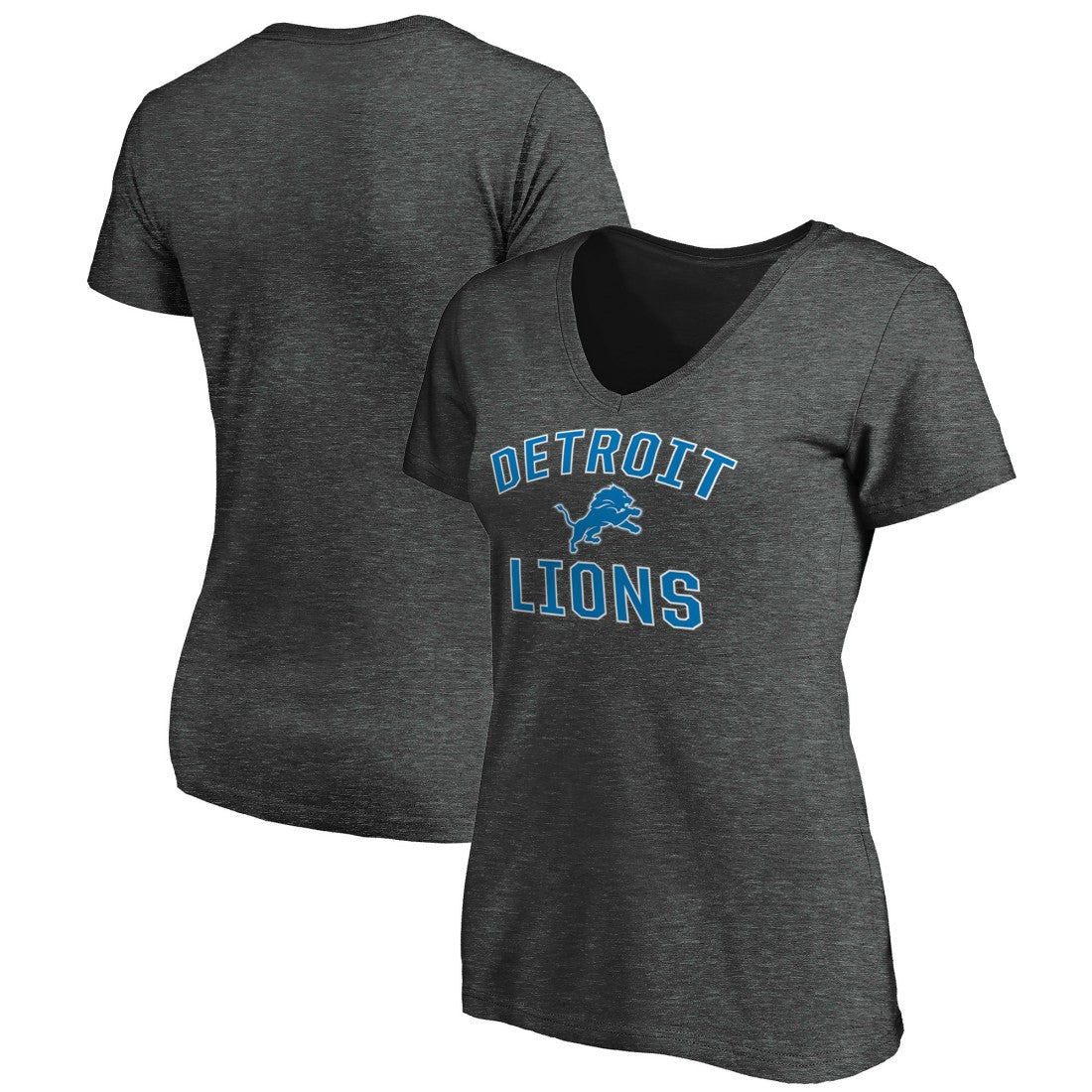 Detroit Lions Women's Victory Arch Team V-Neck T-Shirt - Charcoal - NFL