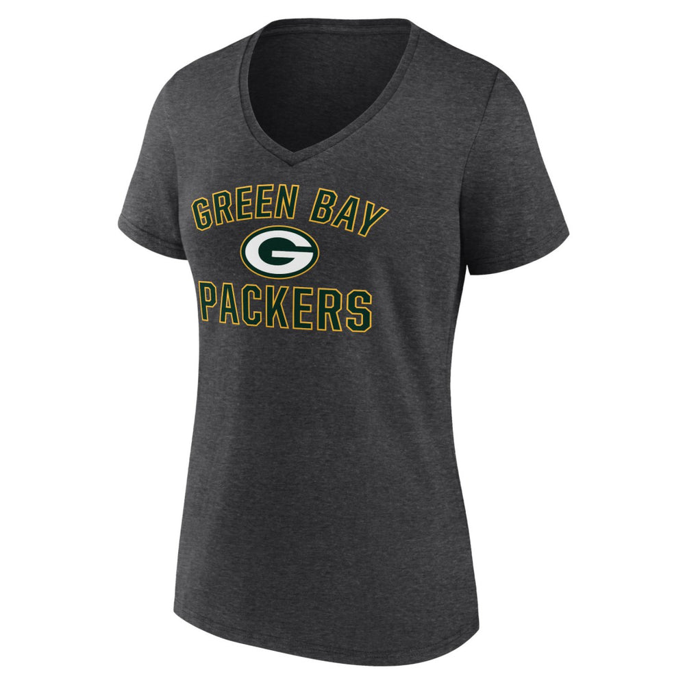 Green Bay Packers Women's Victory Arch Team V-Neck T-Shirt - Charcoal - NFL