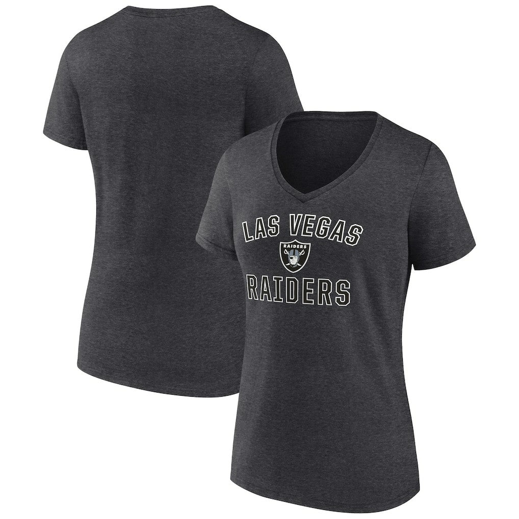 Las Vegas Raiders Women's Victory Arch Team V-Neck T-Shirt - Charcoal - NFL