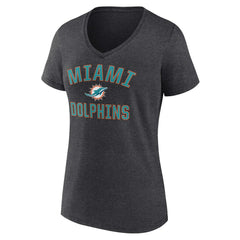Miami Dolphins Women's Victory Arch Team V-Neck T-Shirt - Charcoal - NFL