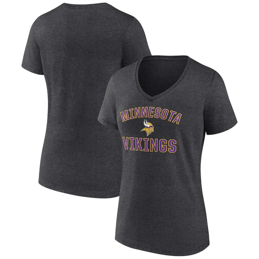 Minnesota Vikings Women's Victory Arch Team V-Neck T-Shirt - Charcoal - NFL