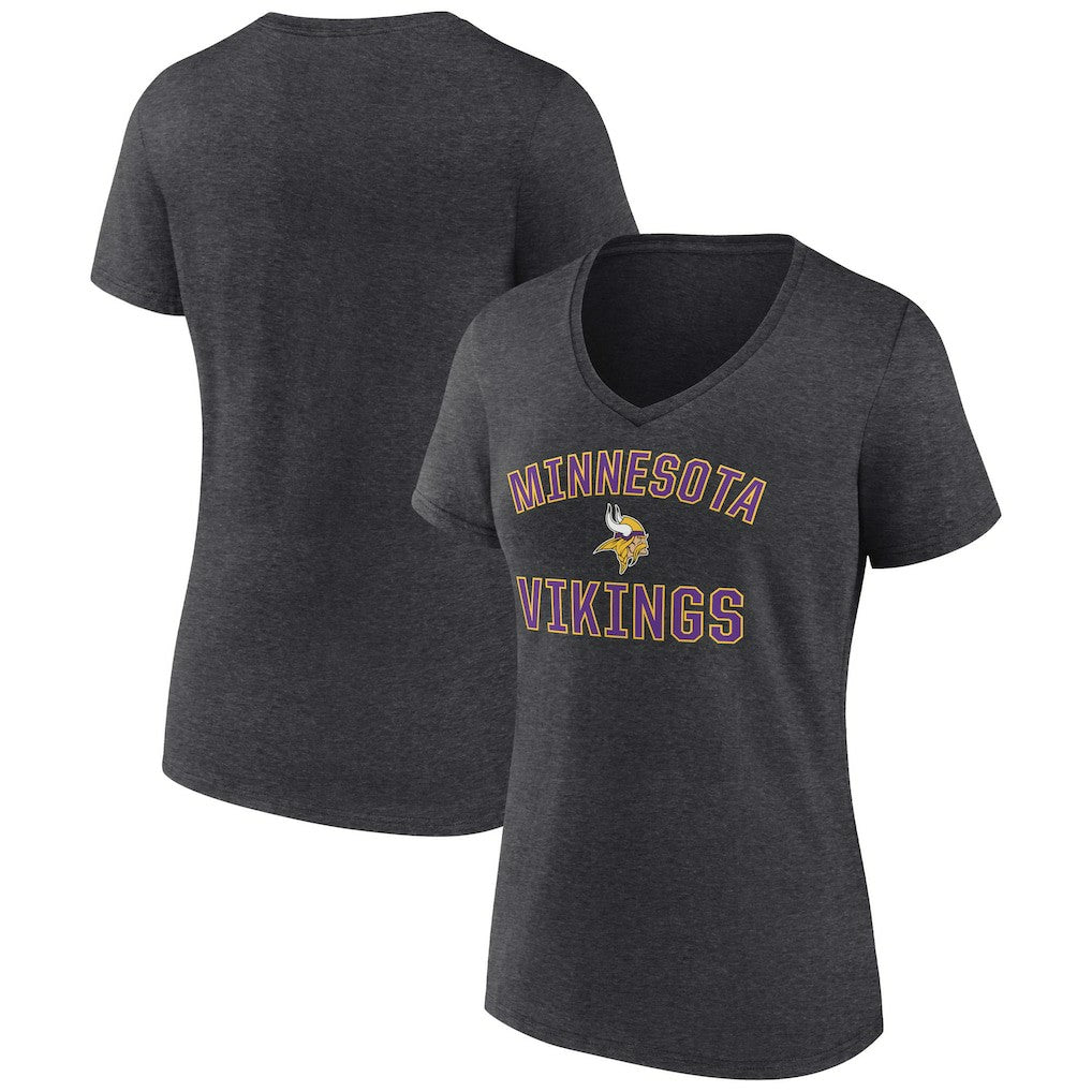 Minnesota Vikings Women's Victory Arch Team V-Neck T-Shirt - Charcoal - NFL