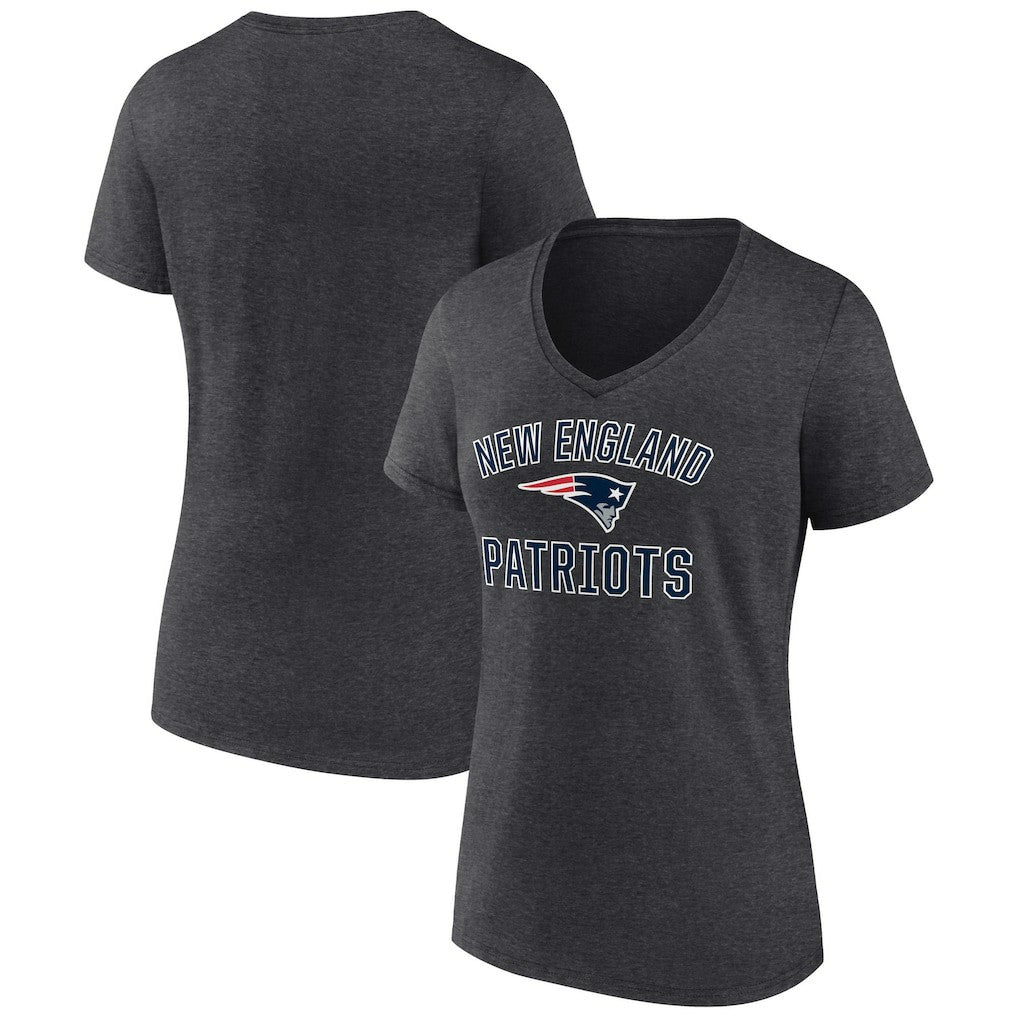 New England Patriots Women's Victory Arch Team V-Neck T-Shirt - Charcoal - NFL