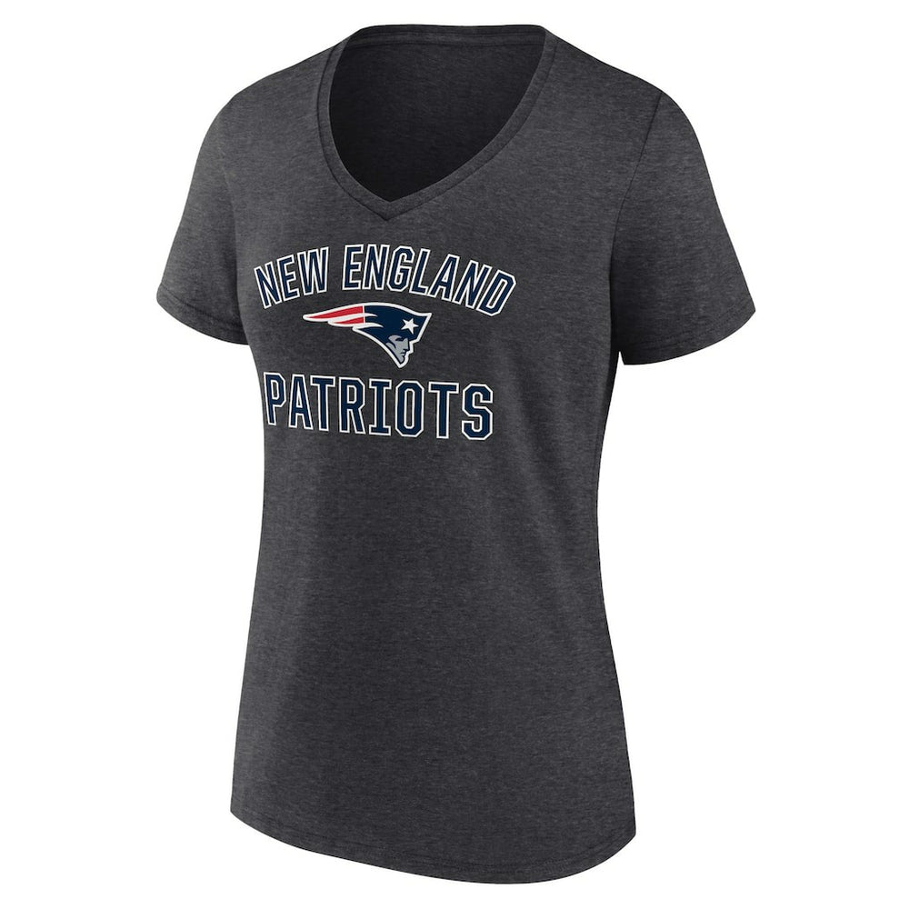New England Patriots Women's Victory Arch Team V-Neck T-Shirt - Charcoal - NFL