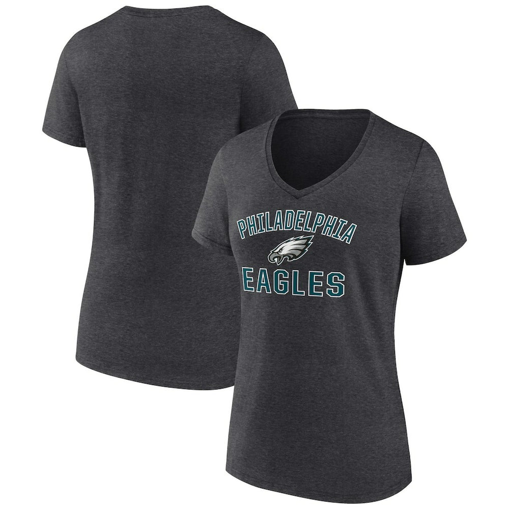 Philadelphia Eagles Women's Victory Arch Team V-Neck T-Shirt - Charcoal - NFL