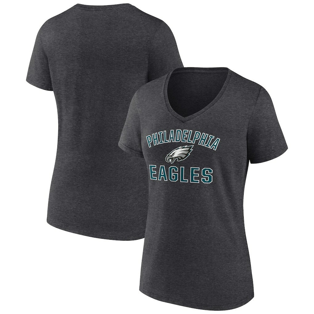 Philadelphia Eagles Women's Victory Arch Team V-Neck T-Shirt - Charcoal - NFL