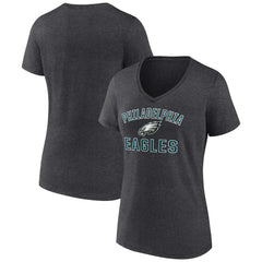 Philadelphia Eagles Women's Victory Arch Team V-Neck T-Shirt - Charcoal - NFL