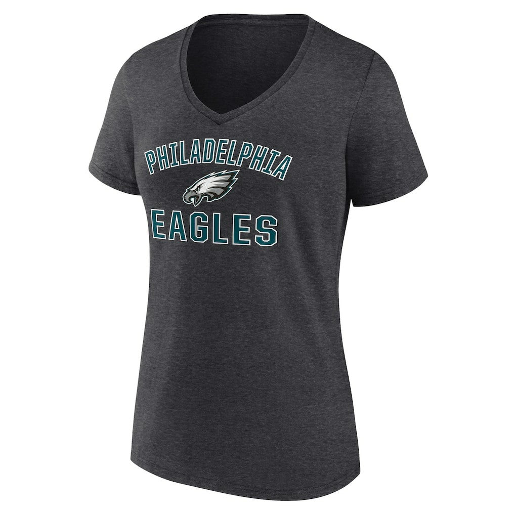 Philadelphia Eagles Women's Victory Arch Team V-Neck T-Shirt - Charcoal - NFL