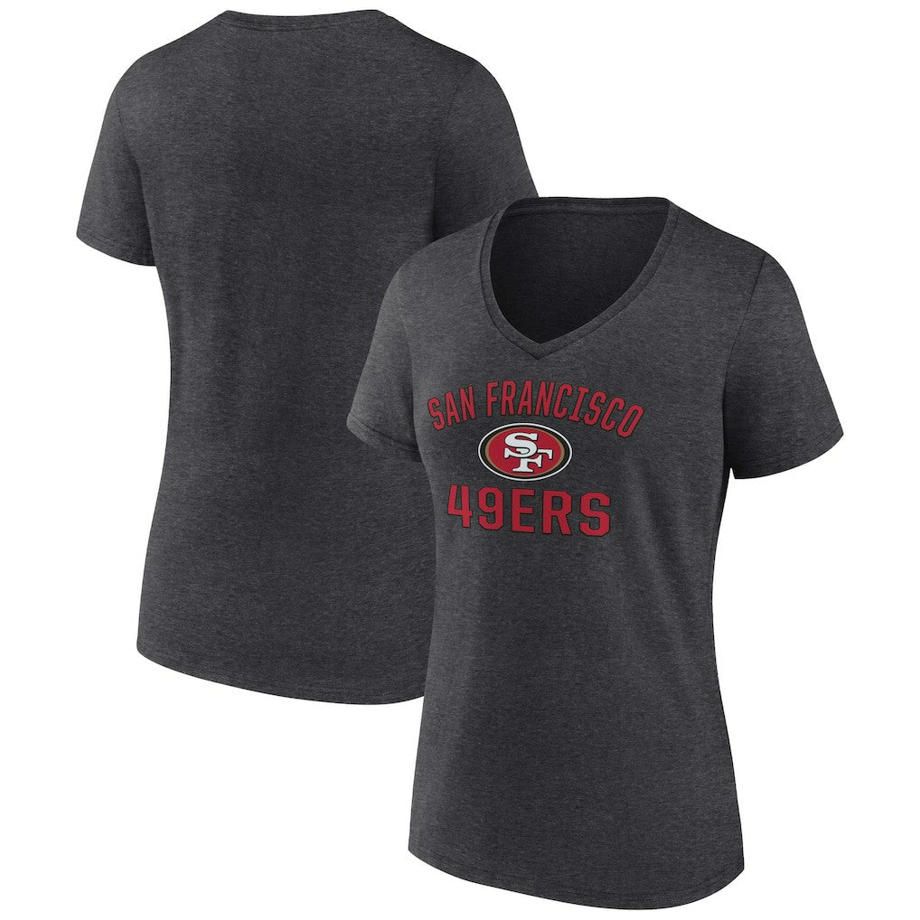 San Francisco 49ers Women's Victory Arch Team V-Neck T-Shirt - Charcoal - NFL