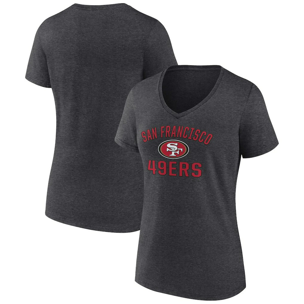 San Francisco 49ers Women's Victory Arch Team V-Neck T-Shirt - Charcoal - NFL