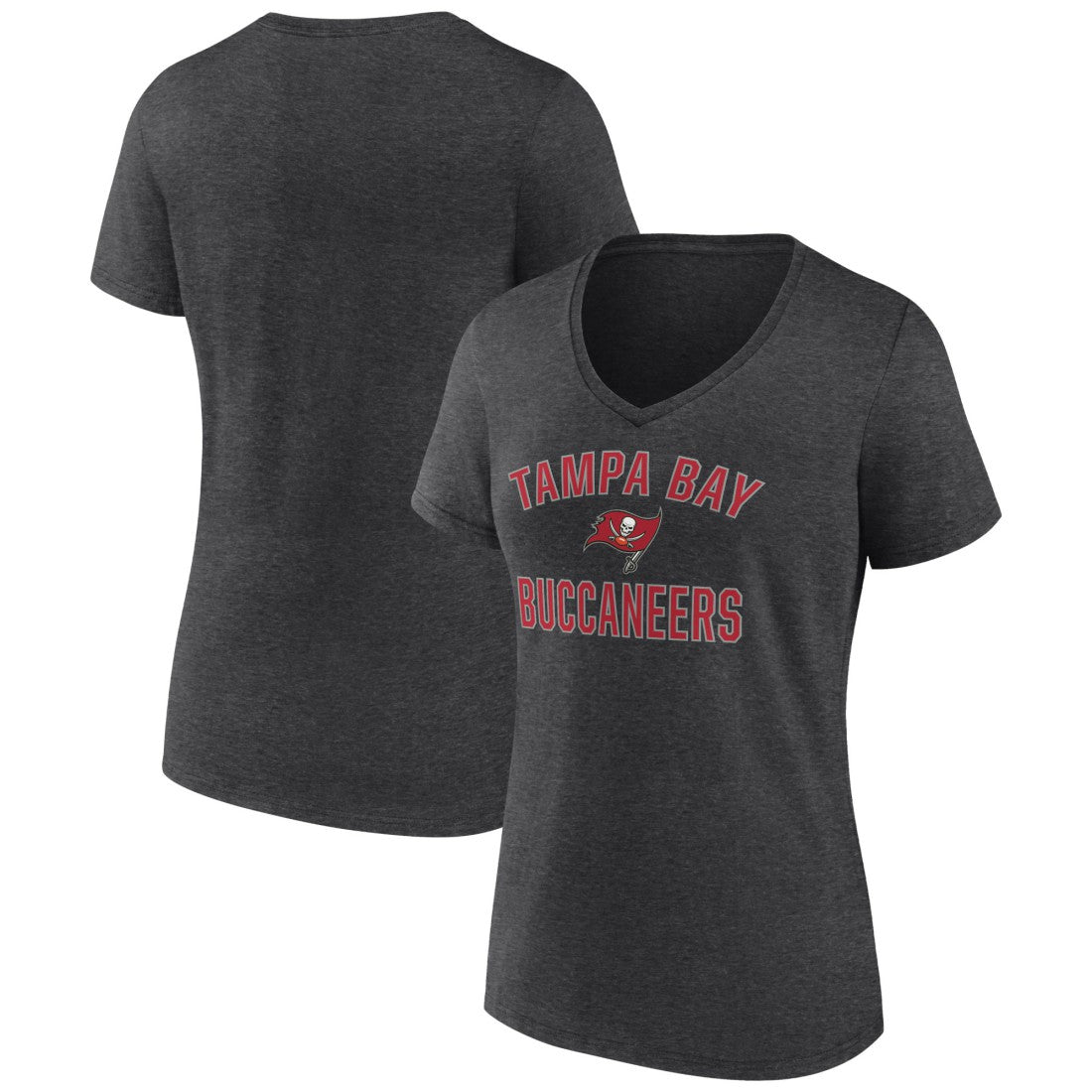 Tampa Bay Buccaneers Women's Victory Arch Team V-Neck T-Shirt - Charcoal - NFL