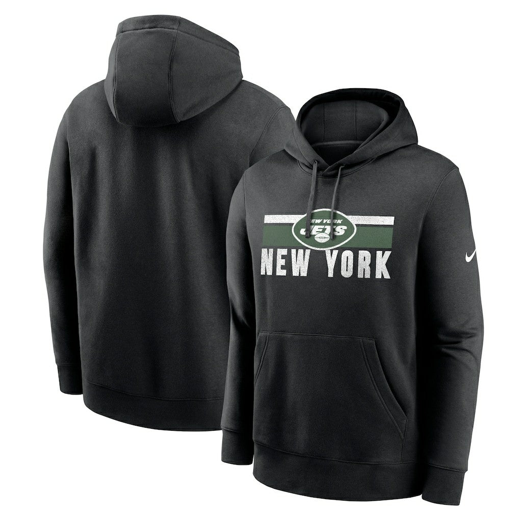 New York Jets Club Fleece Pullover Hoodie - Black - Nike