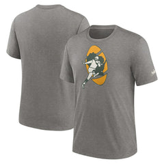 Green Bay Packers Rewind Logo Tri-Blend T-Shirt - Heather Charcoal - Nike