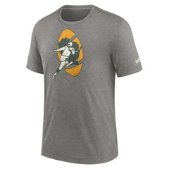 Green Bay Packers Rewind Logo Tri-Blend T-Shirt - Heather Charcoal - Nike