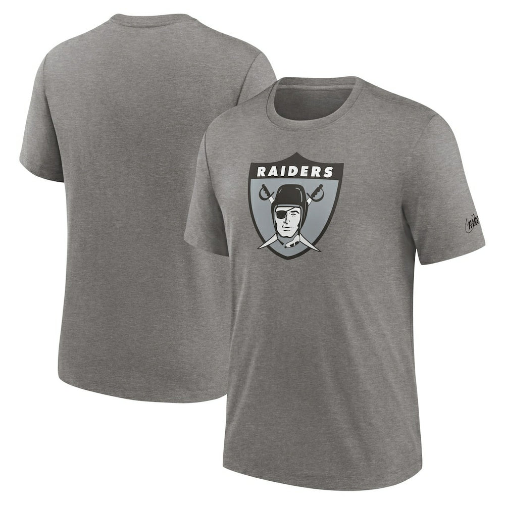 Las Vegas Raiders Rewind Logo Tri-Blend T-Shirt - Heather Charcoal - Nike