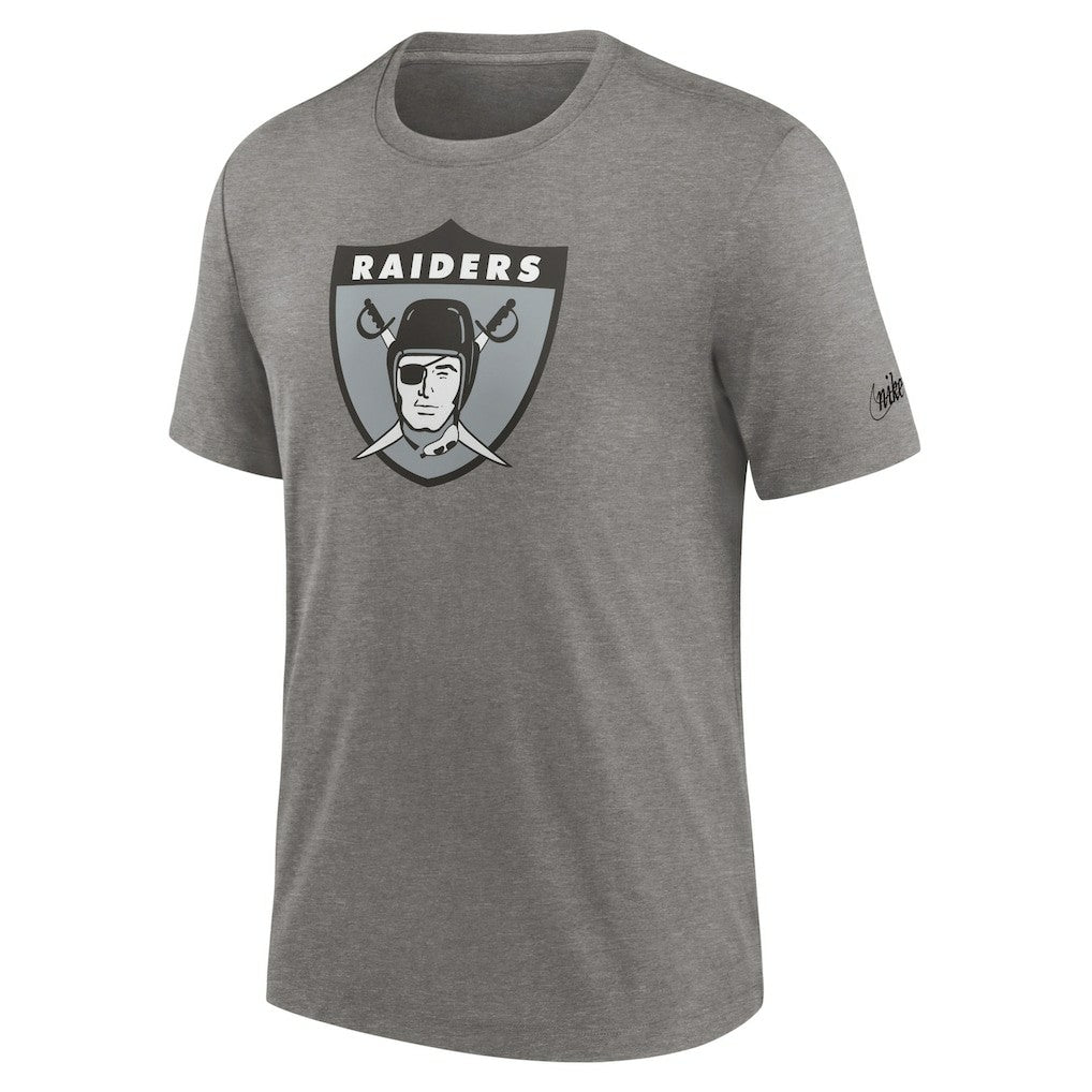 Las Vegas Raiders Rewind Logo Tri-Blend T-Shirt - Heather Charcoal - Nike