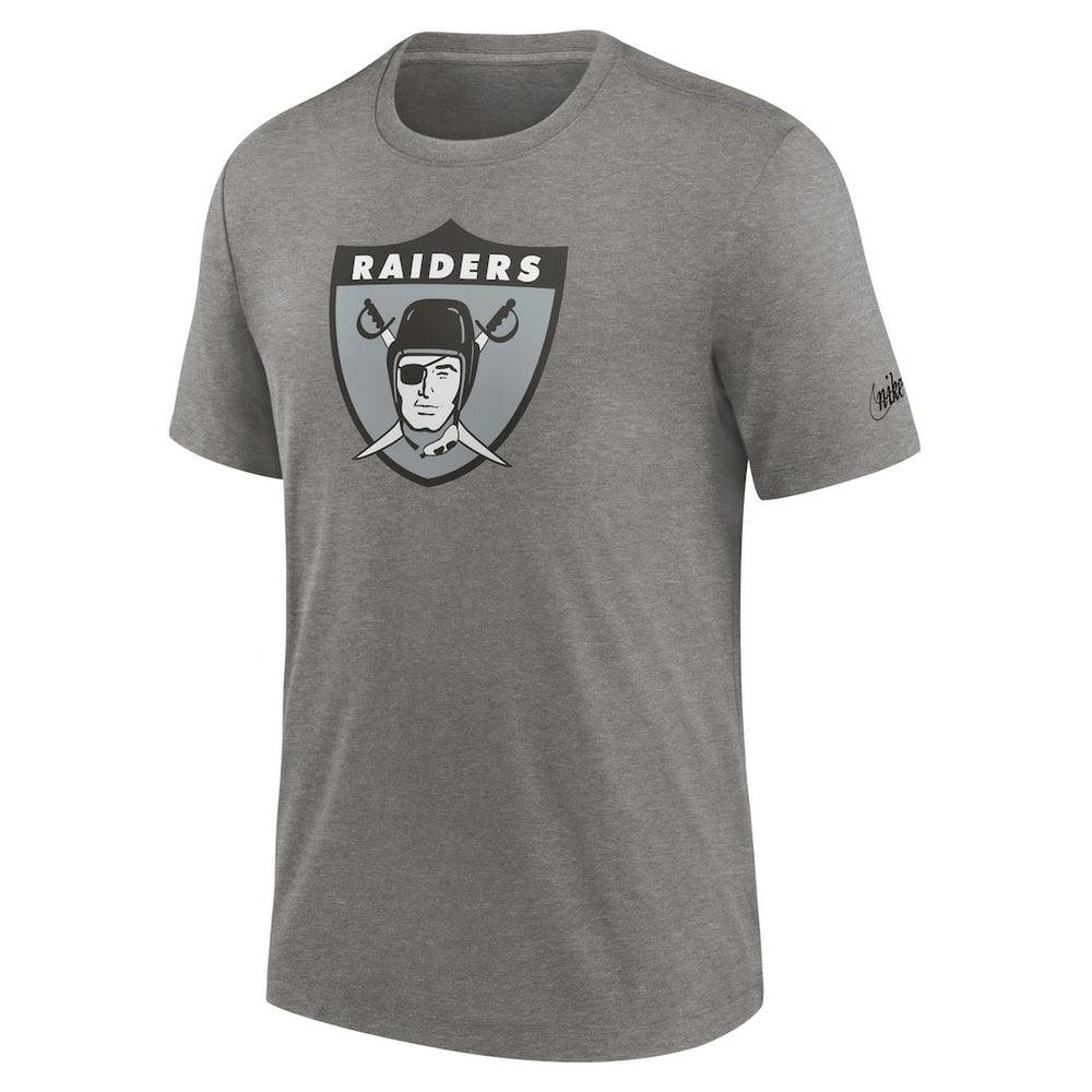 Las Vegas Raiders Rewind Logo Tri-Blend T-Shirt - Heather Charcoal - Nike