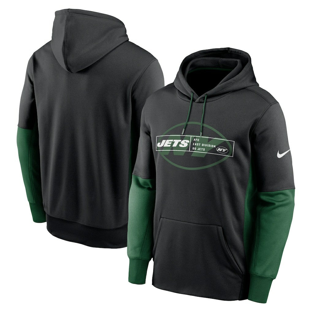 New York Jets Color Block Fleece Performance Pullover Hoodie - Black - Nike